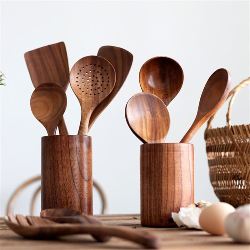 7-Piece Wooden Kitchen Utensil Set