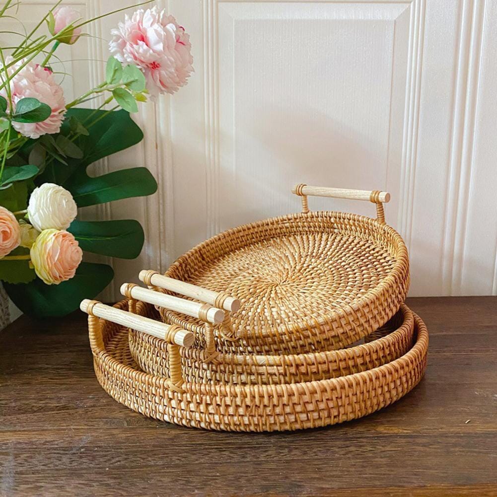 Luxury Decorative Wicker Tray with Handles