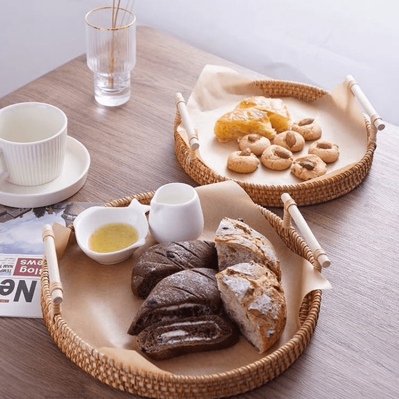 Luxury Decorative Wicker Tray with Handles