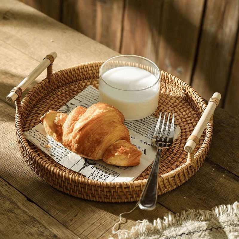Luxury Decorative Wicker Tray with Handles