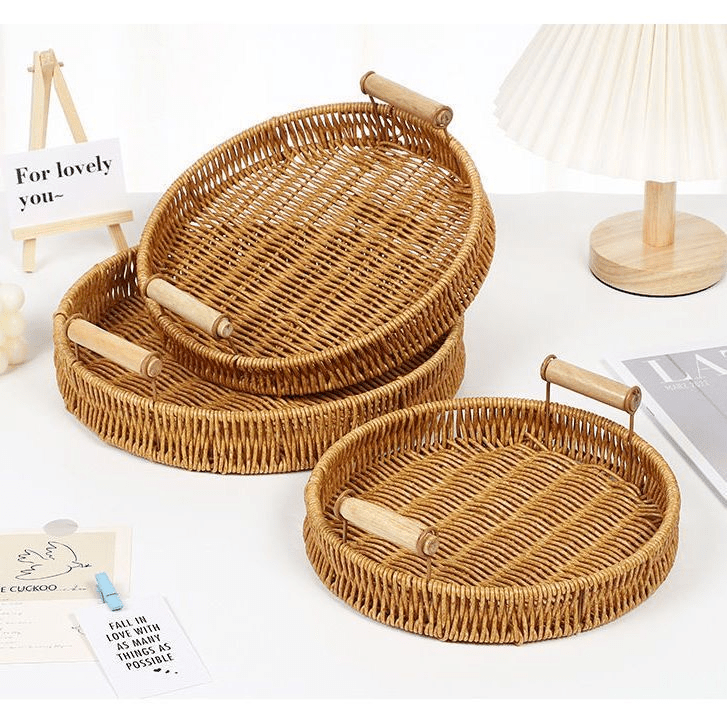 Luxury Decorative Wicker Tray with Handles